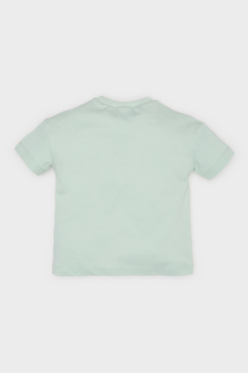 طفلة صغيرة نعناع تيشيرت نص ردن قصة عادية بياقة مستديرة