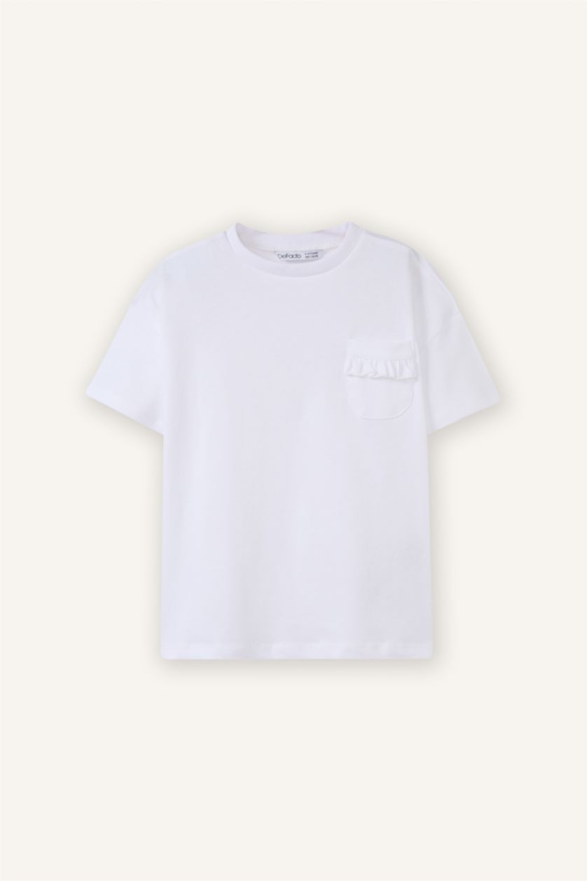 طفلة صغيرة أبيض تيشيرت بناتي نص كم قصة عادية بياقة مستديرة