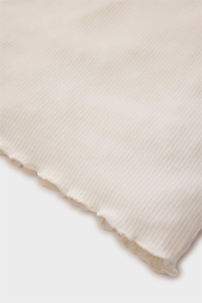 Baby Girl Ecru Girl Crew Neck Ribbed Camisole Floral T-Shirt