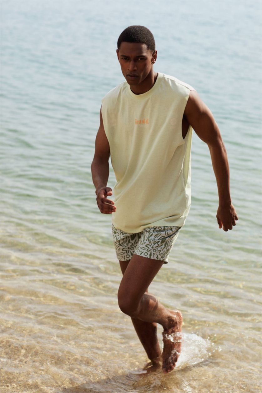 Men Light Green Regular Fit Short Swim Shorts