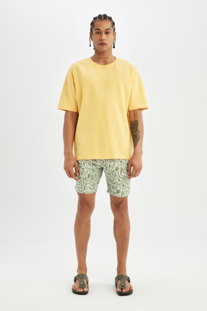 Men Light Green Regular Fit Short Swim Shorts