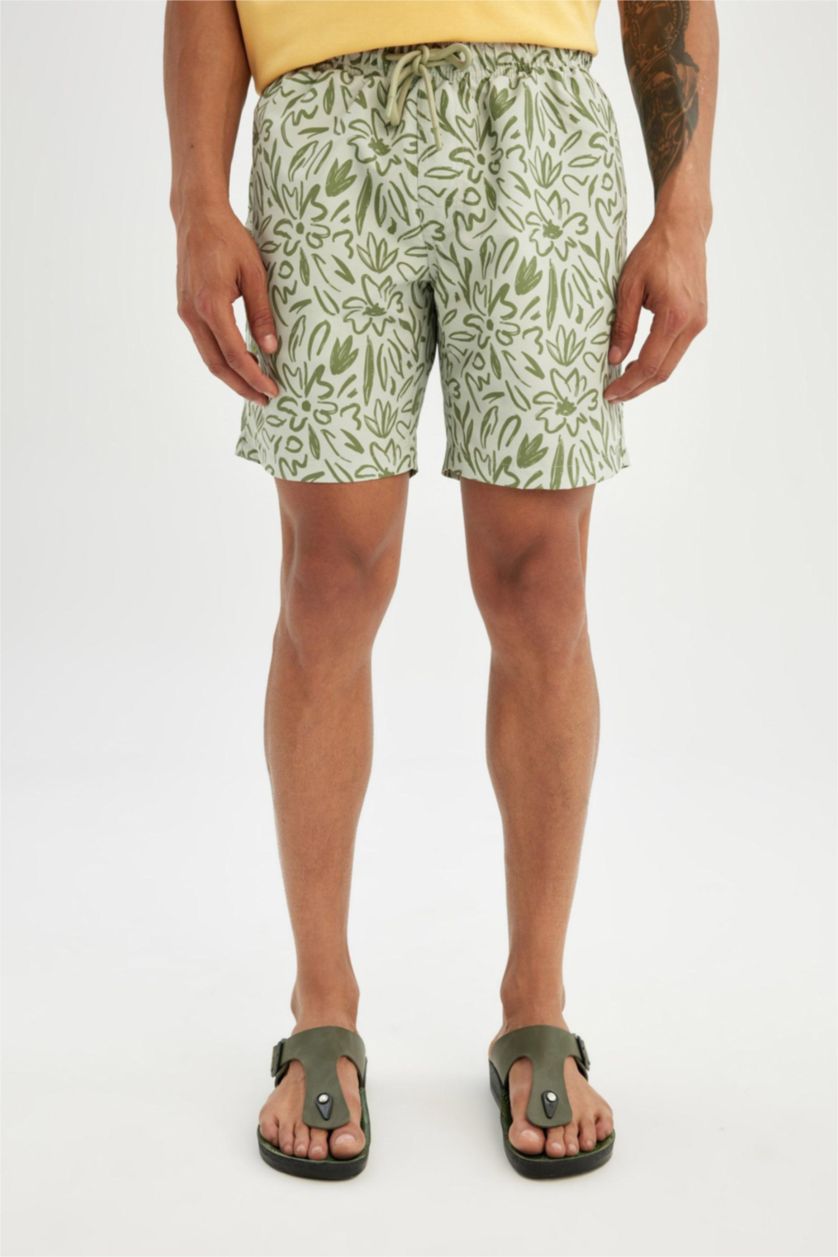 Men Light Green Regular Fit Short Swim Shorts
