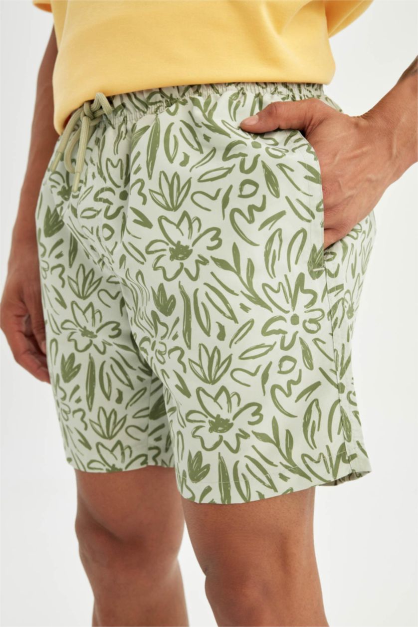 Men Light Green Regular Fit Short Swim Shorts