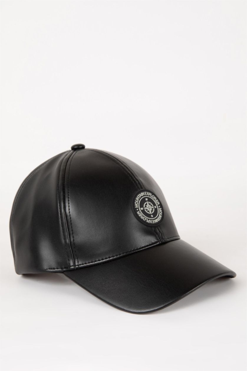 رجالي أسود قبعة بيسبول رجالي جلد صناعي باتكيت