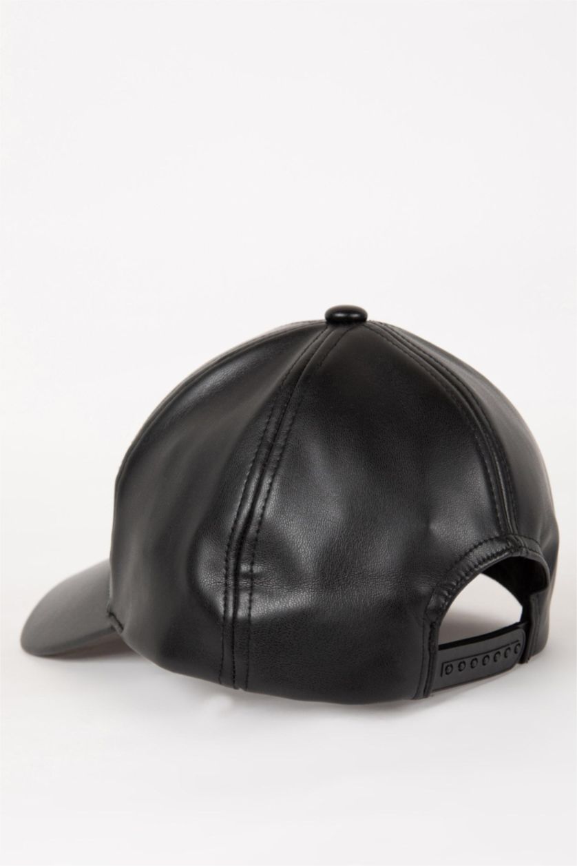 رجالي أسود قبعة بيسبول رجالي جلد صناعي باتكيت