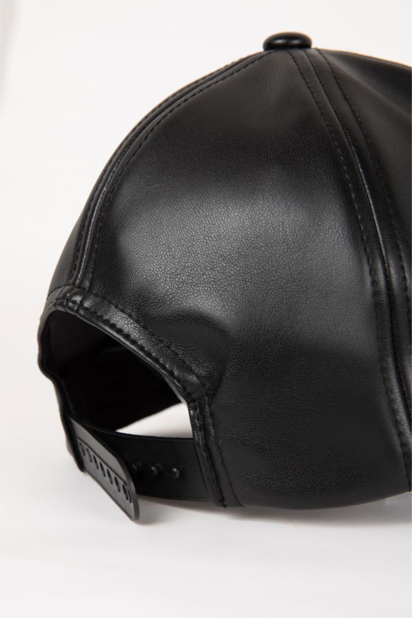 رجالي أسود قبعة بيسبول رجالي جلد صناعي باتكيت