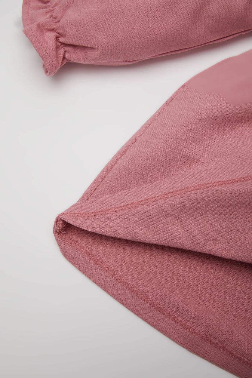 طفلة صغيرة وردي فستان بيبي بناتي خفيف بطبعة شعار قصة عادية وكابيشون