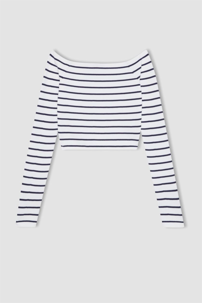 Әйелдерге әскери-теңіз слим пішімі бардо жаға Пулловер