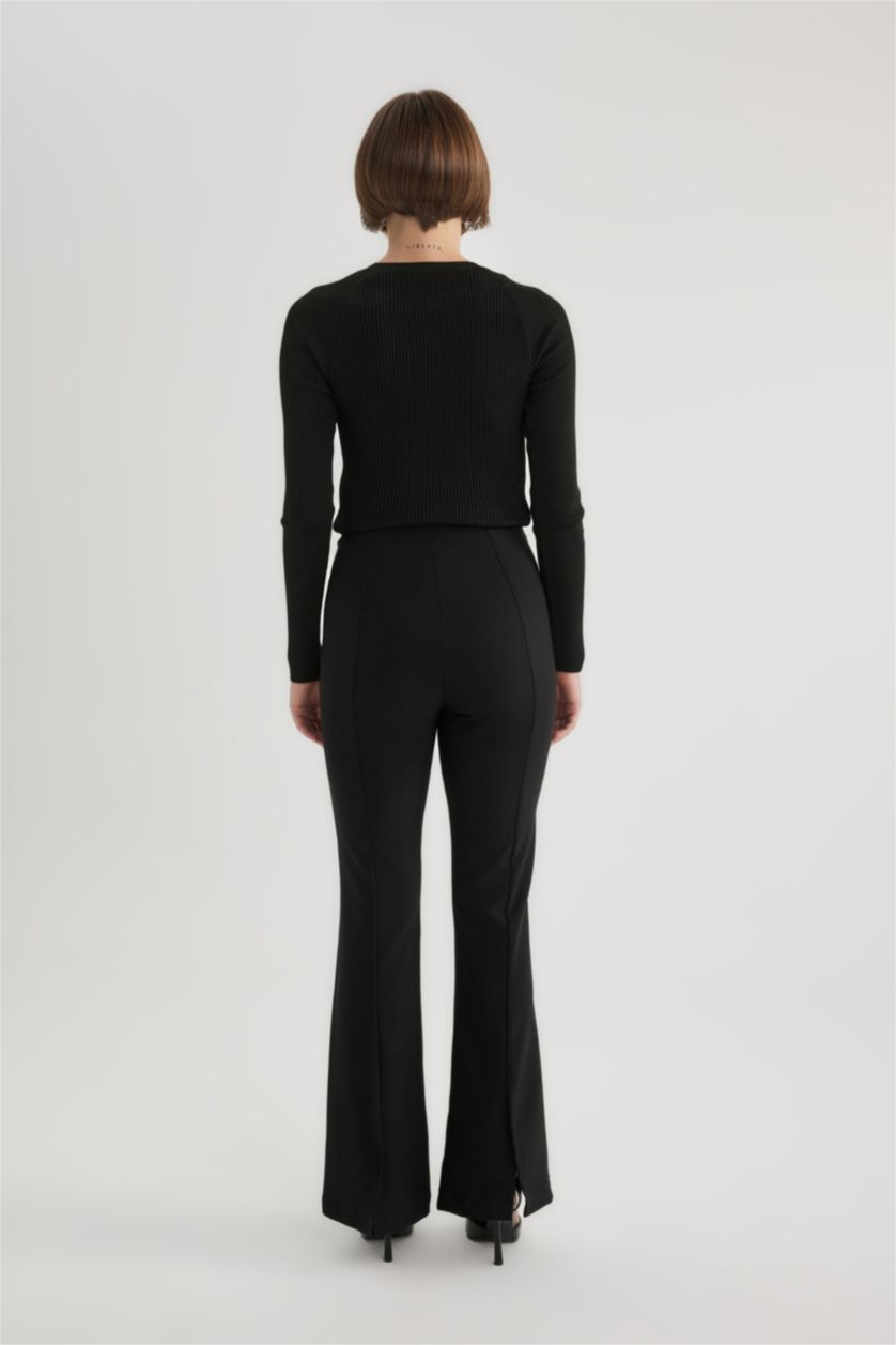 نساء أسود بنطلون جارلس برجل واسع وخصر عالي