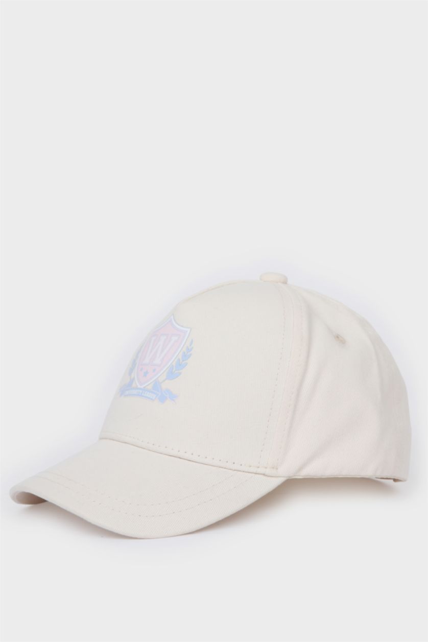 Kız Çocuk - Genç Kız Bej Pamuklu Cap Şapka Kız Çocuk