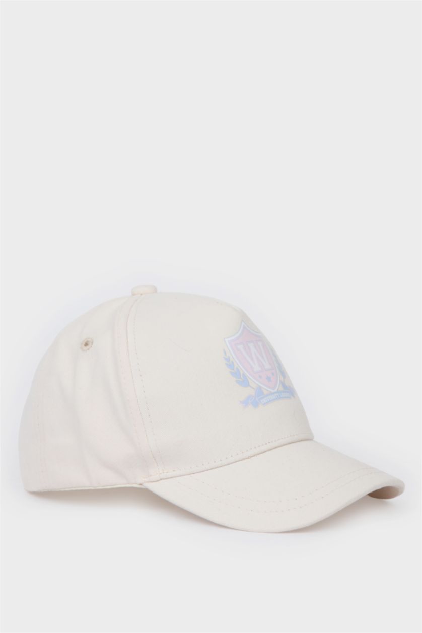 Kız Çocuk - Genç Kız Bej Pamuklu Cap Şapka Kız Çocuk