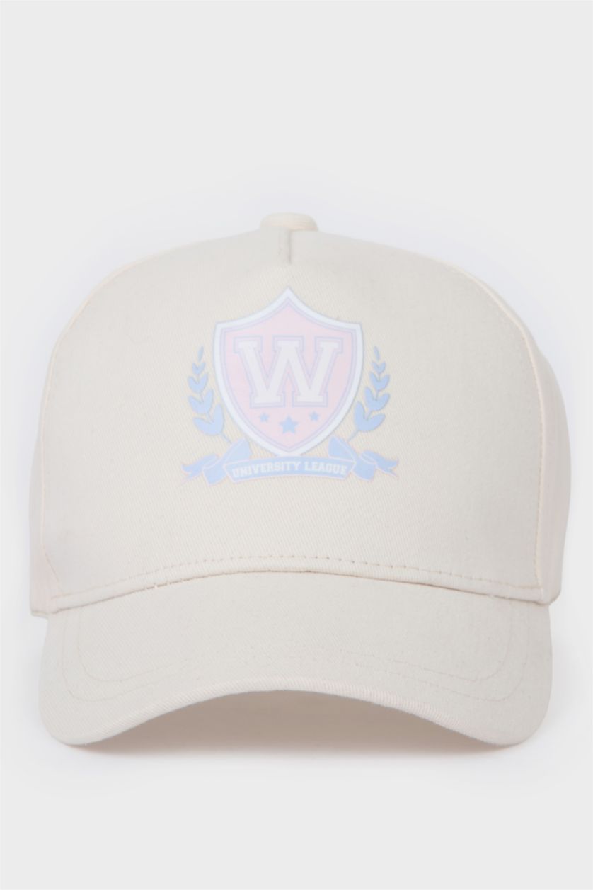 Kız Çocuk - Genç Kız Bej Pamuklu Cap Şapka Kız Çocuk