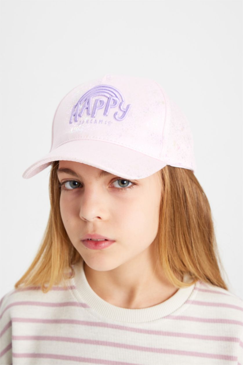 GIRLS & TEENS Pink Girl Gabardine Embroidered Hat
