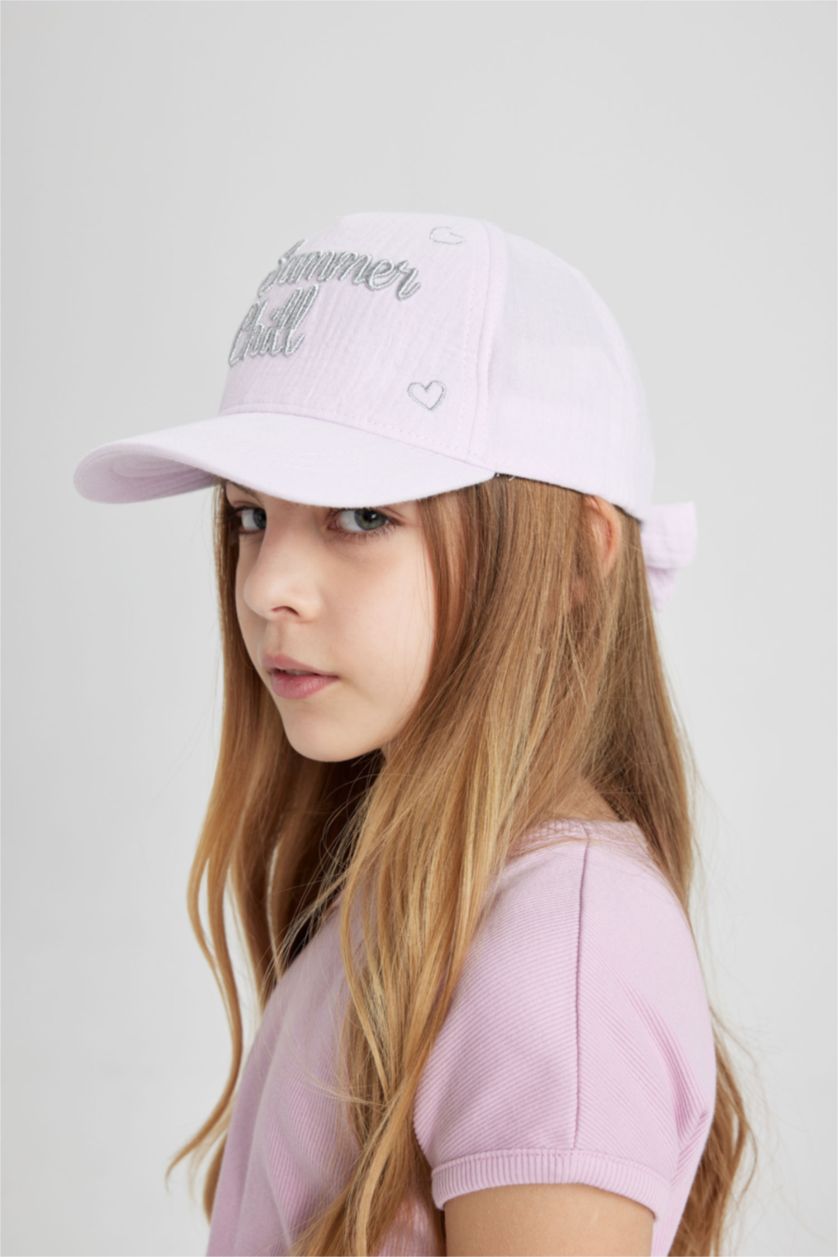 FILLES Violet Casquette en gabardine imprimée pour fille