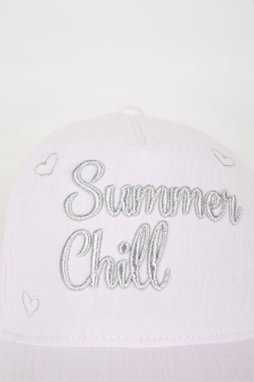 FILLES Violet Casquette en gabardine imprimée pour fille