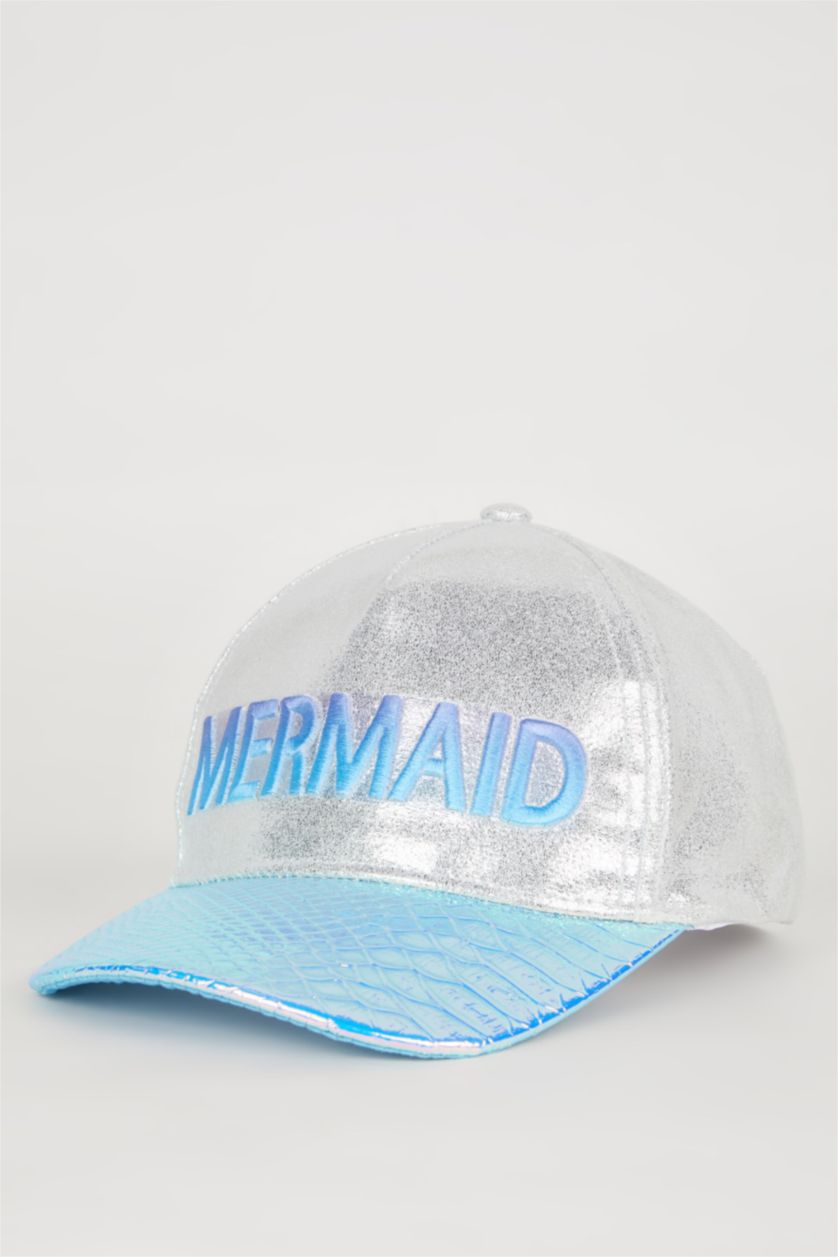 Kız Çocuk - Genç Kız Beyaz Nakışlı Gabardin Beyzbol Basketbol Şapkası Kız Çocuk