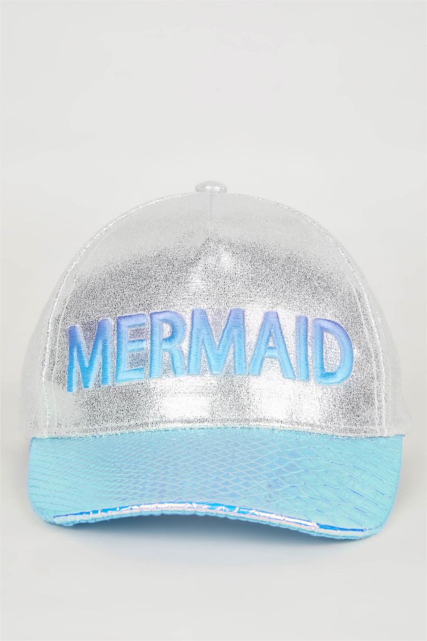 Kız Çocuk - Genç Kız Beyaz Nakışlı Gabardin Beyzbol Basketbol Şapkası Kız Çocuk