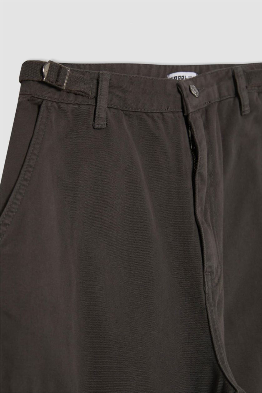 Kadın Antrasit Straight Fit Gabardin Pantolon Kargo Cepli