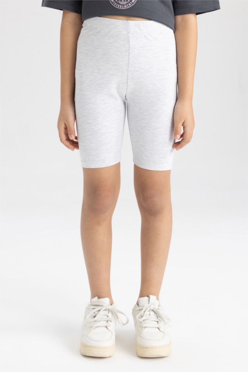 بنات ميلانج رمادي فاتح سروال ضيق بناتي قصير - قطعتين