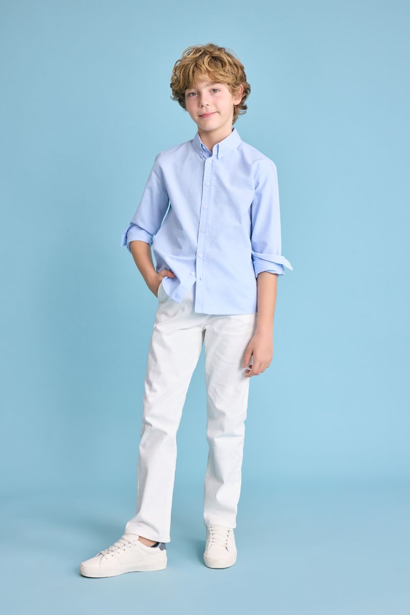 BOYS & TEENS Ecru Boy Regular Fit Standard Leg Gabardine Trousers