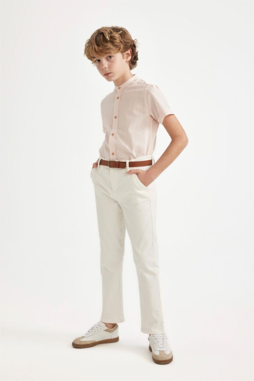 BOYS & TEENS Ecru Boy Regular Fit Standard Leg Gabardine Trousers
