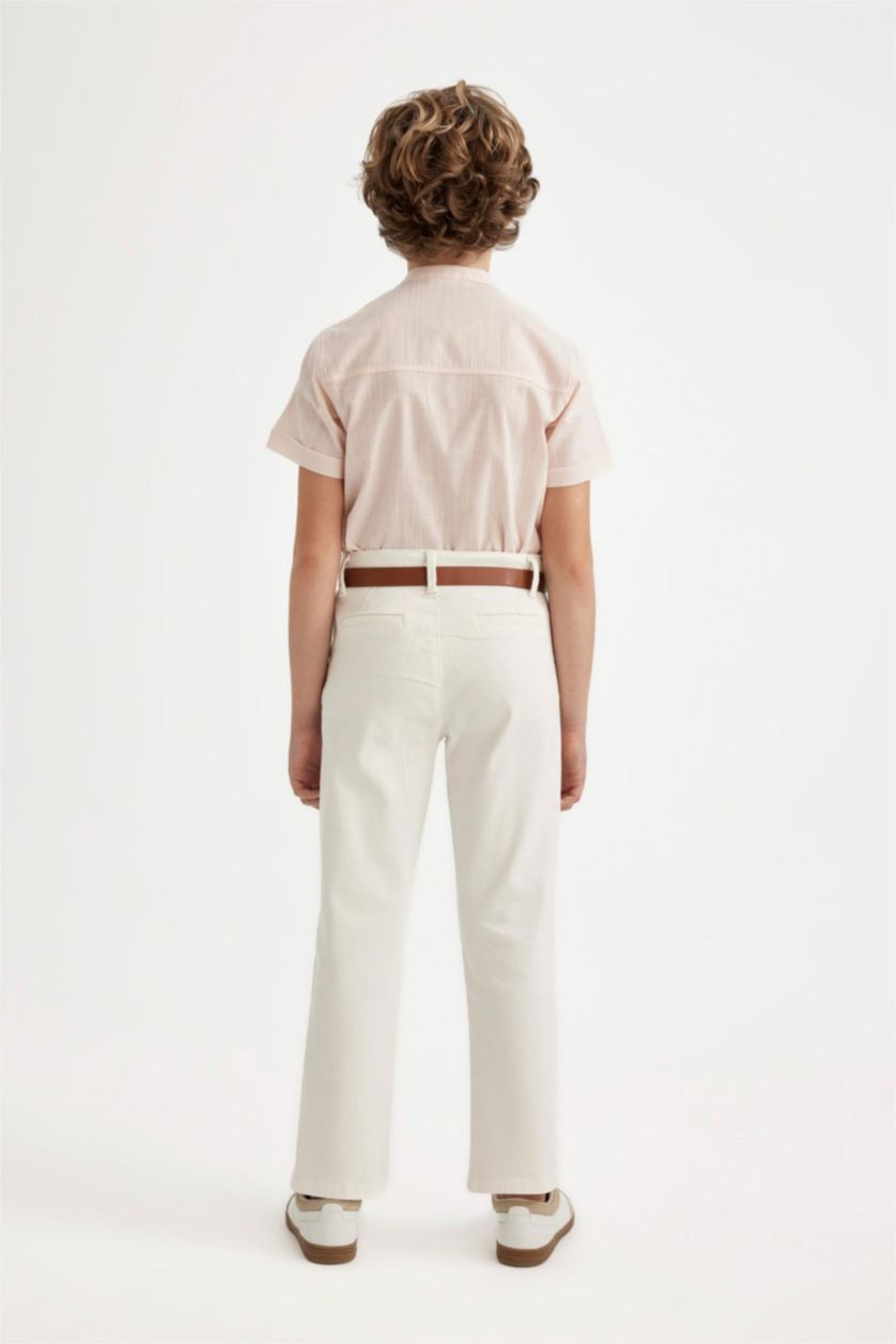 BOYS & TEENS Ecru Boy Regular Fit Standard Leg Gabardine Trousers