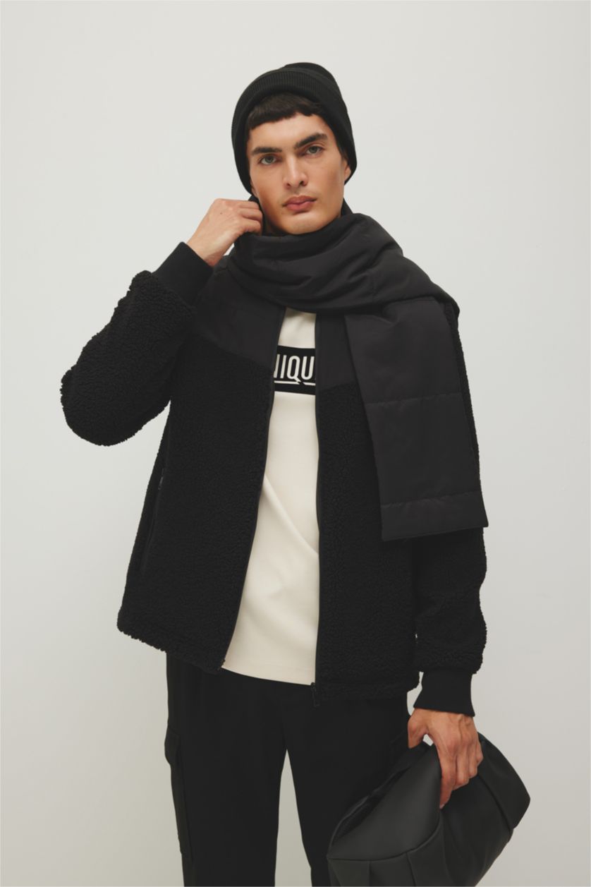 Erkek Siyah Erkek İçi Polarlı Atkı