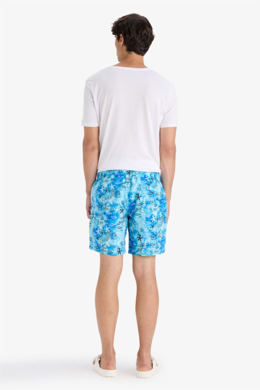 Man Aqua Regular Fit Patterned Mesh Lined Short Swim Shorts