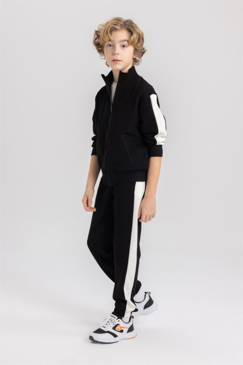 BOYS & TEENS Black Boy Sweat Cardigan Sweatpants 2 Piece Set