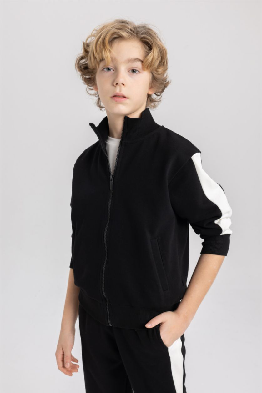 BOYS & TEENS Black Boy Sweat Cardigan Sweatpants 2 Piece Set