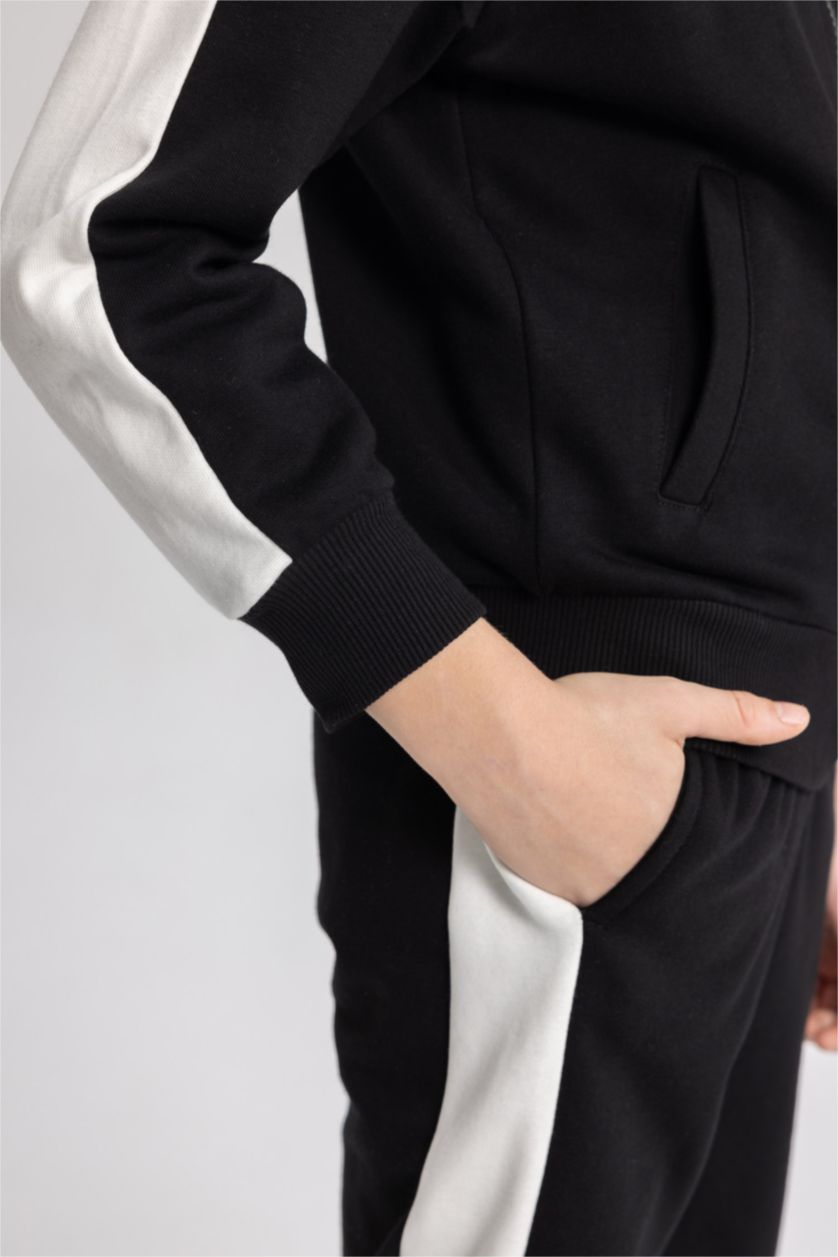 BOYS & TEENS Black Boy Sweat Cardigan Sweatpants 2 Piece Set