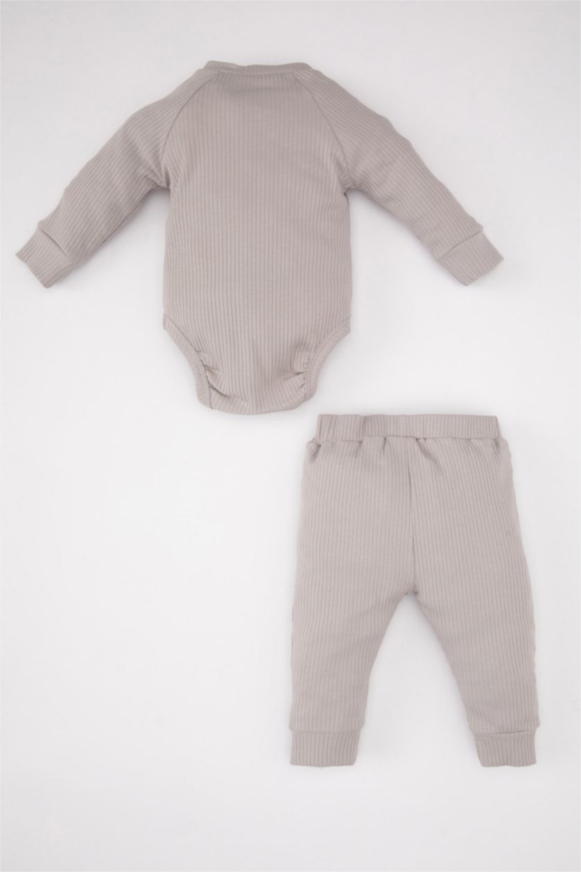 BABY GIRL Stone Baby Boy Ribbed Camisole Snap Body Bottom 2 Piece Set