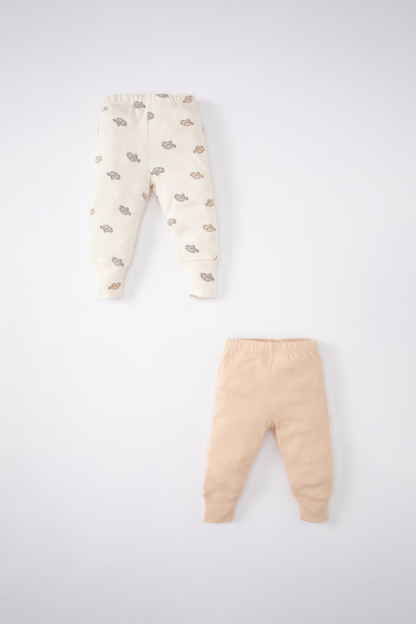 Baby Boys Ecru Baby Boy Elephant Patterned 2 Piece Pants