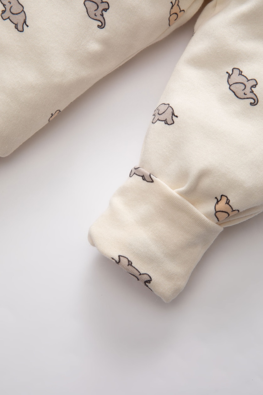 Baby Boys Ecru Baby Boy Elephant Patterned 2 Piece Pants