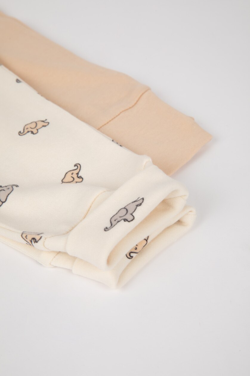 Baby Boys Ecru Baby Boy Elephant Patterned 2 Piece Pants
