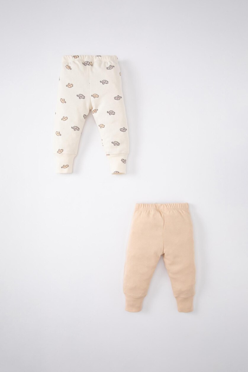 Baby Boys Ecru Baby Boy Elephant Patterned 2 Piece Pants