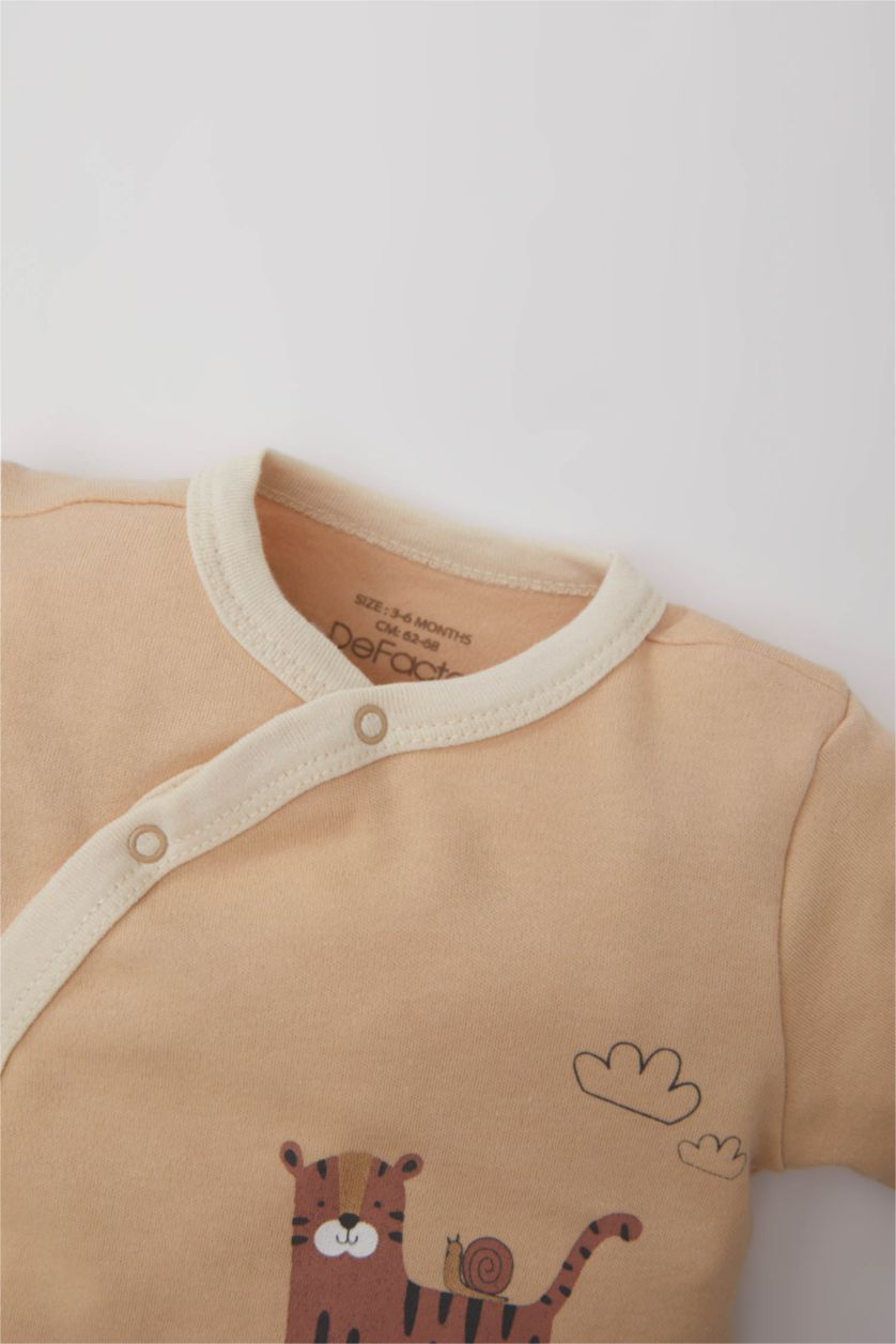 BABY GIRL Beige Baby Boy Newborn Safari Printed Jumpsuit