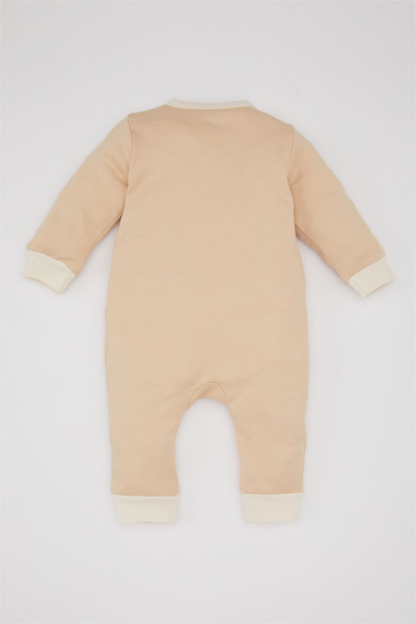 BABY GIRL Beige Baby Boy Newborn Safari Printed Jumpsuit