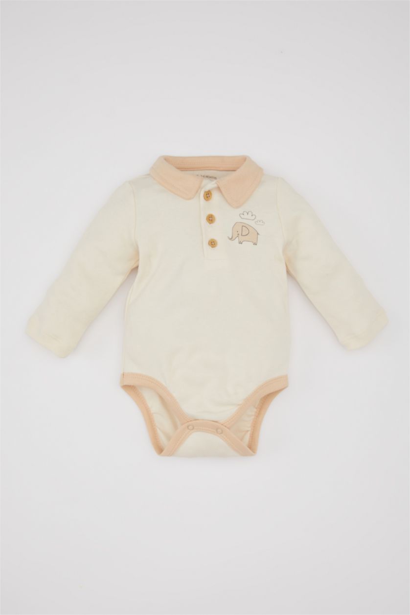 BABY GIRL Ecru Baby Boy Long Sleeve Long Sleeve Snap Body