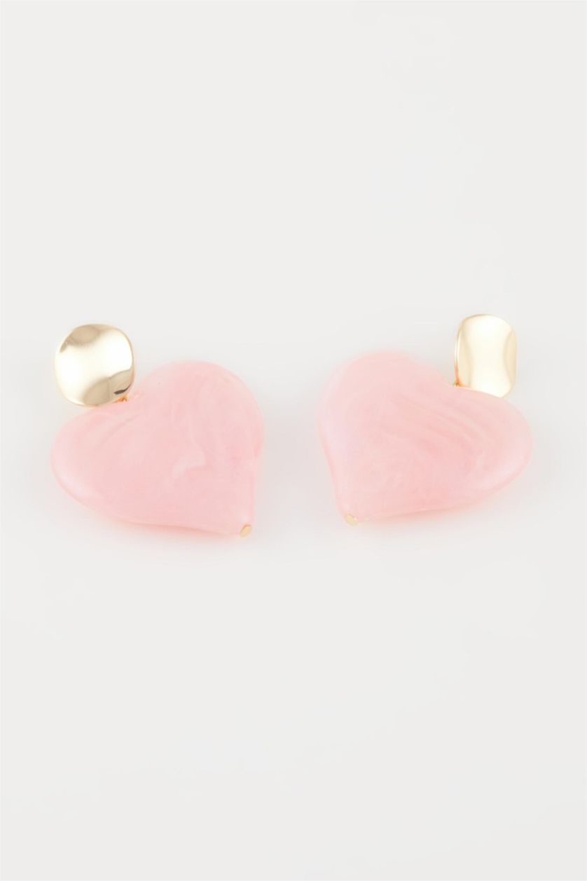 حريمي زهري حلق حريمي بينك على شكل قلب