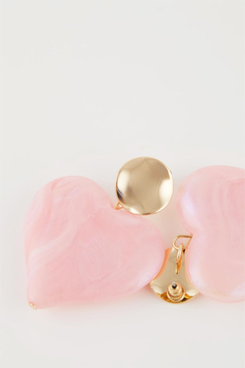 حريمي زهري حلق حريمي بينك على شكل قلب