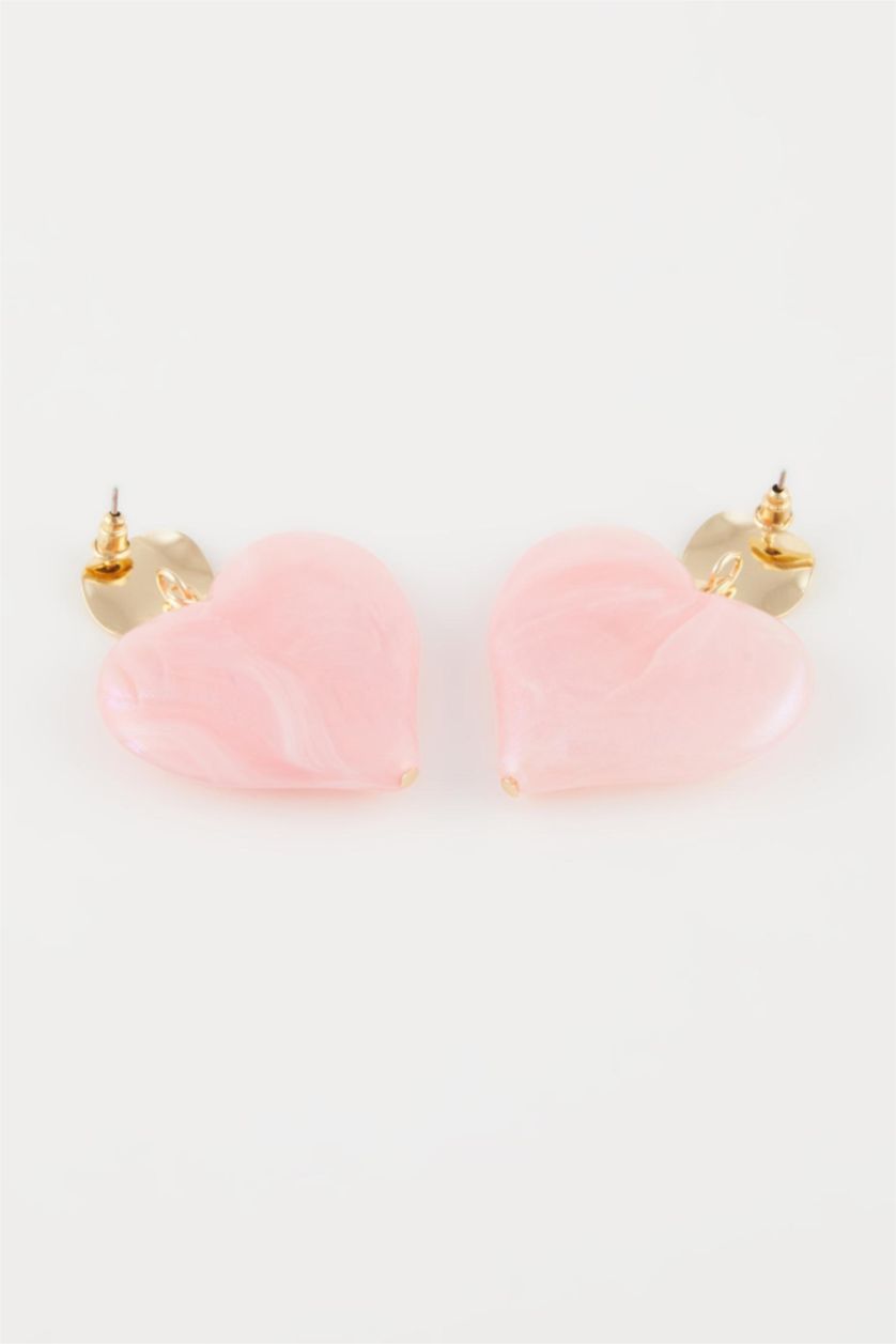 حريمي زهري حلق حريمي بينك على شكل قلب