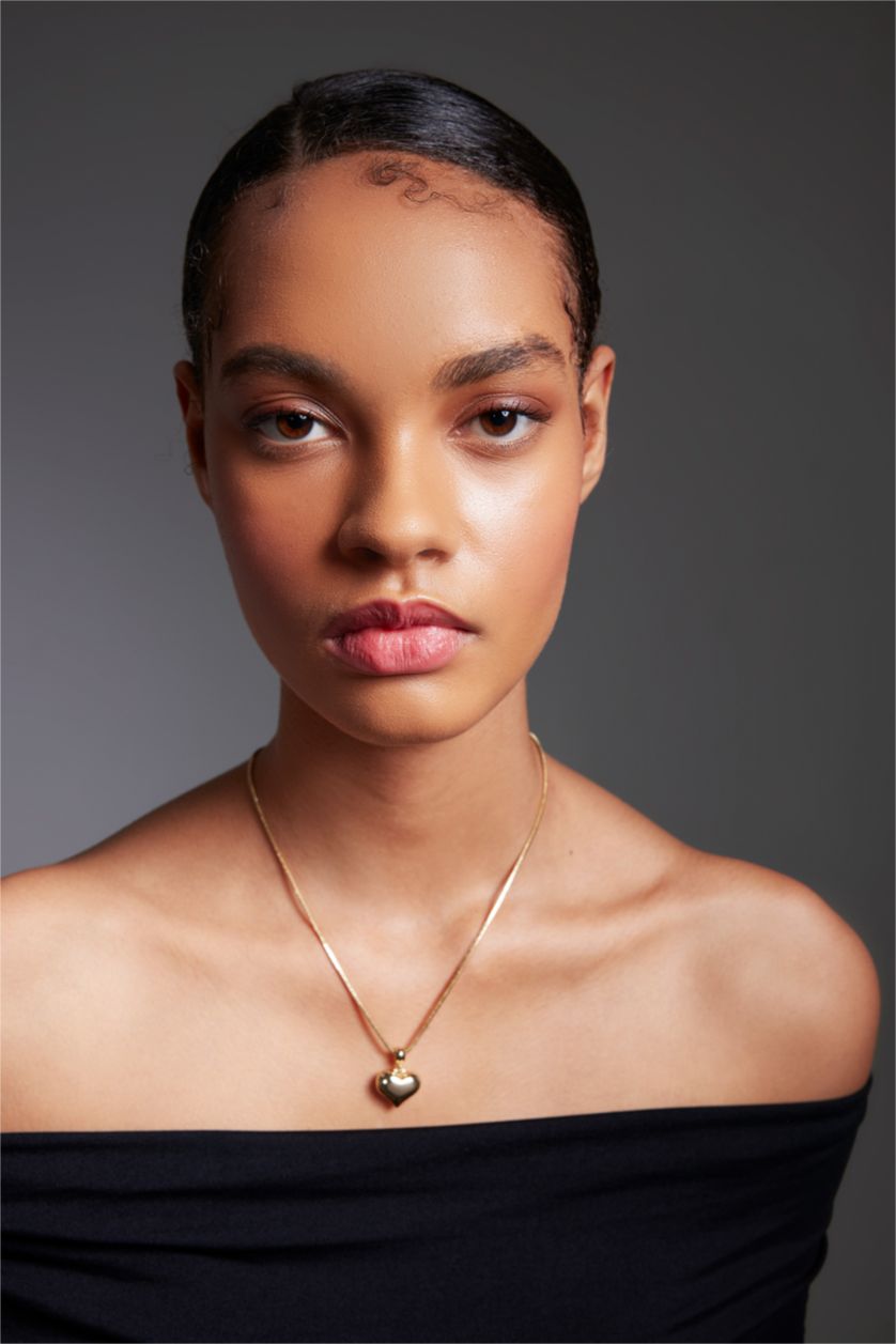 Women Altın Woman Heart Figured Gold Necklace