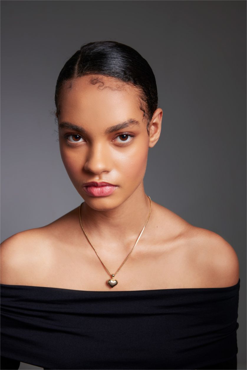 Women Altın Woman Heart Figured Gold Necklace