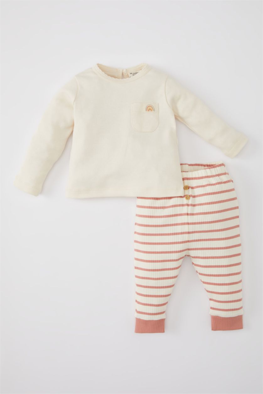 Малыши девочки Бежевый Комплект вязанный 2 шт. стандартного кроя из камзола для малышей девочек