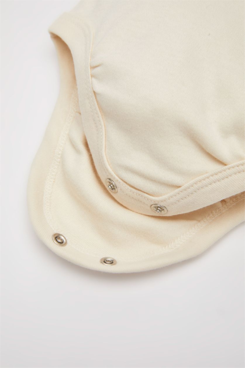 BABY GIRL Ecru Baby Girl Newborn Crew Neck Rainbow Printed Heavy Fabric Snap Body