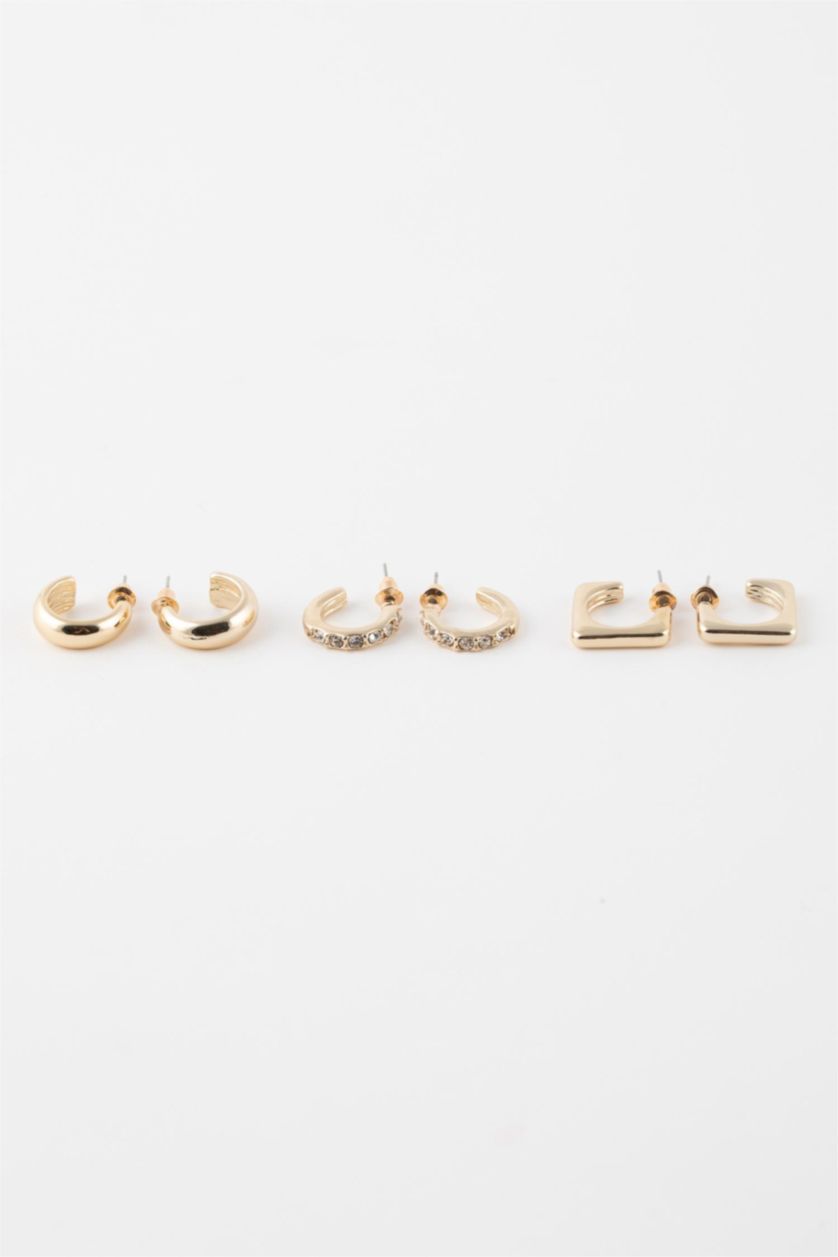 Kadın Altın Kadın 3'lü Gold Küpe