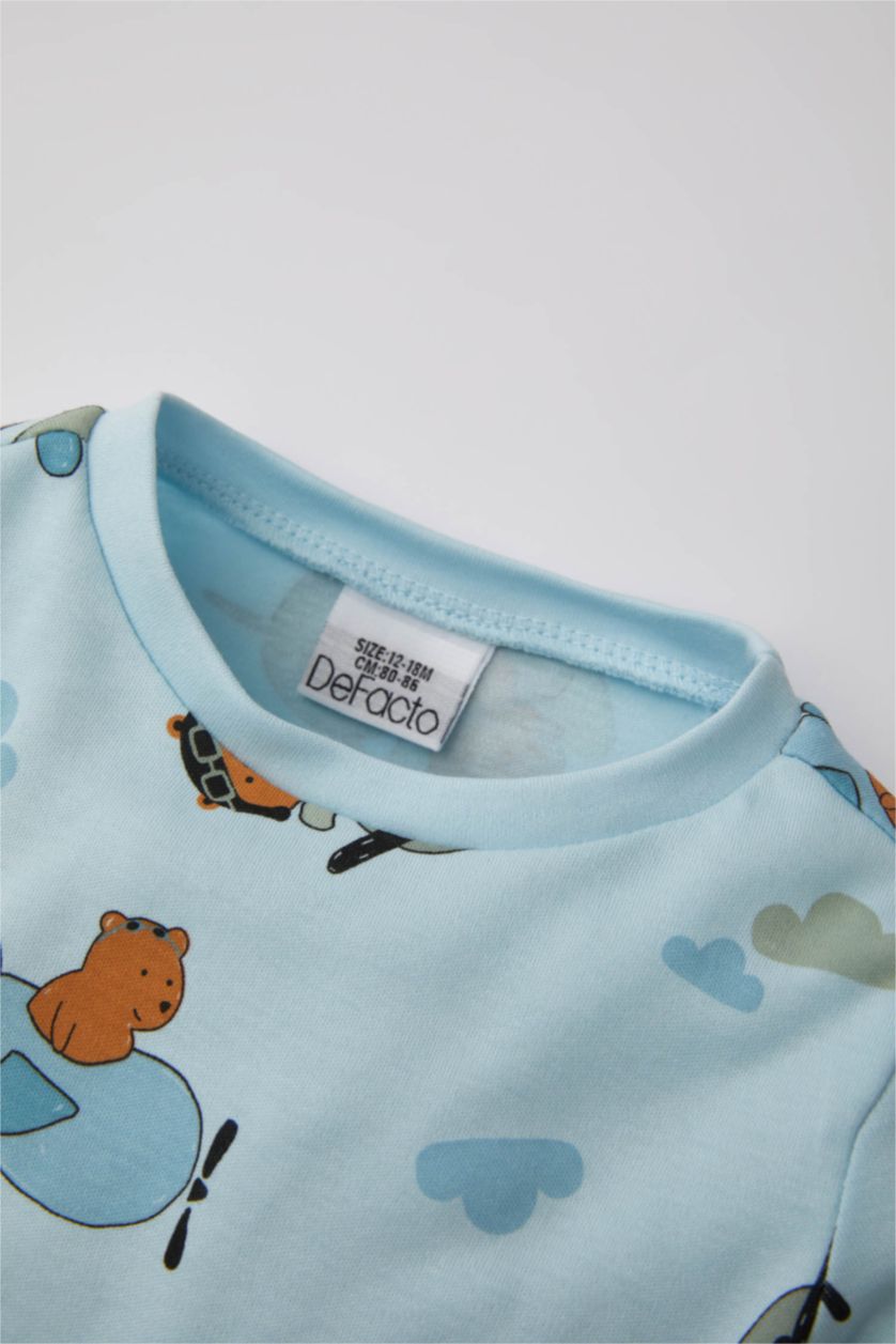 BABY BOY Light Blue Baby Boy Bear Printed Premium 2 Piece Pajama Set