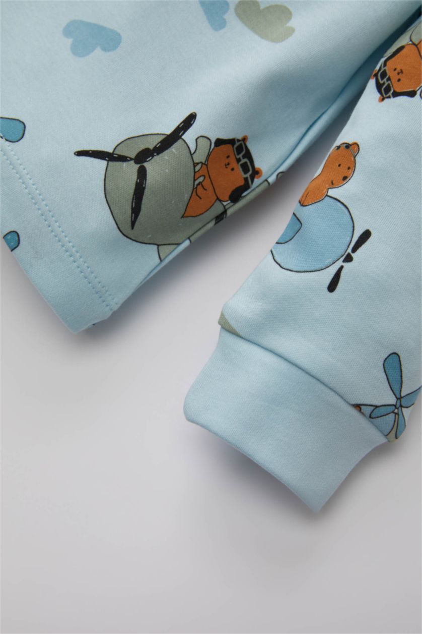 BABY BOY Light Blue Baby Boy Bear Printed Premium 2 Piece Pajama Set