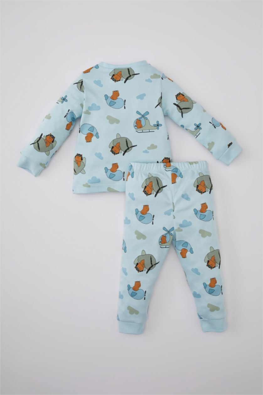 BABY BOY Light Blue Baby Boy Bear Printed Premium 2 Piece Pajama Set